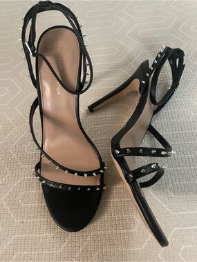 BCBGeneration Black Spike Strap Stiletto Heels